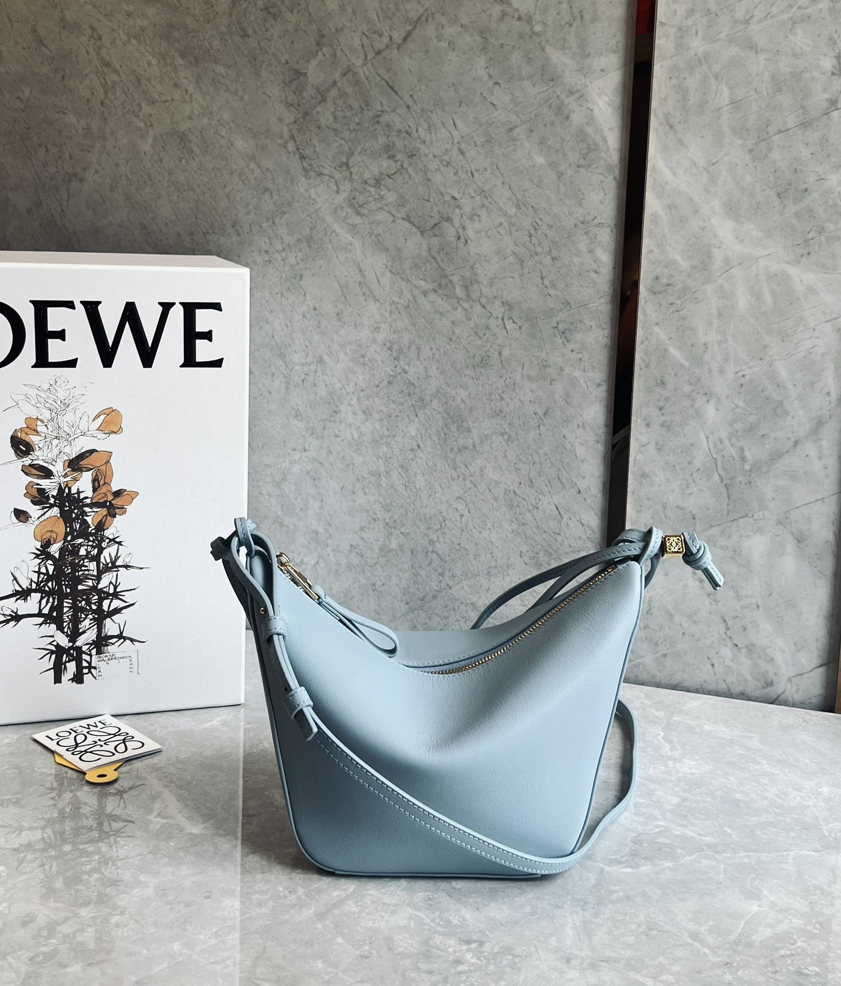 Loewe Mini Hammock Hobo Bag in Classic Calfskin Light Blue